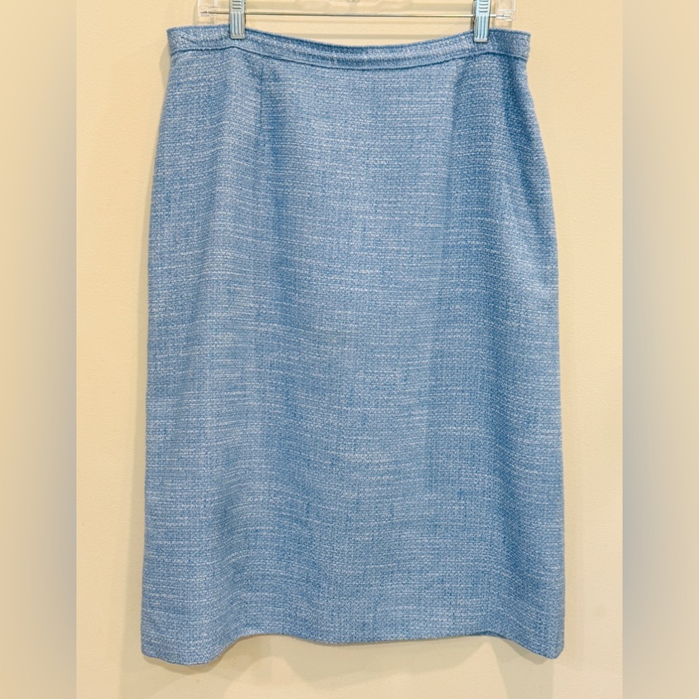 Kasper Robins Egg Blue Tweed Midi Lined Skirt